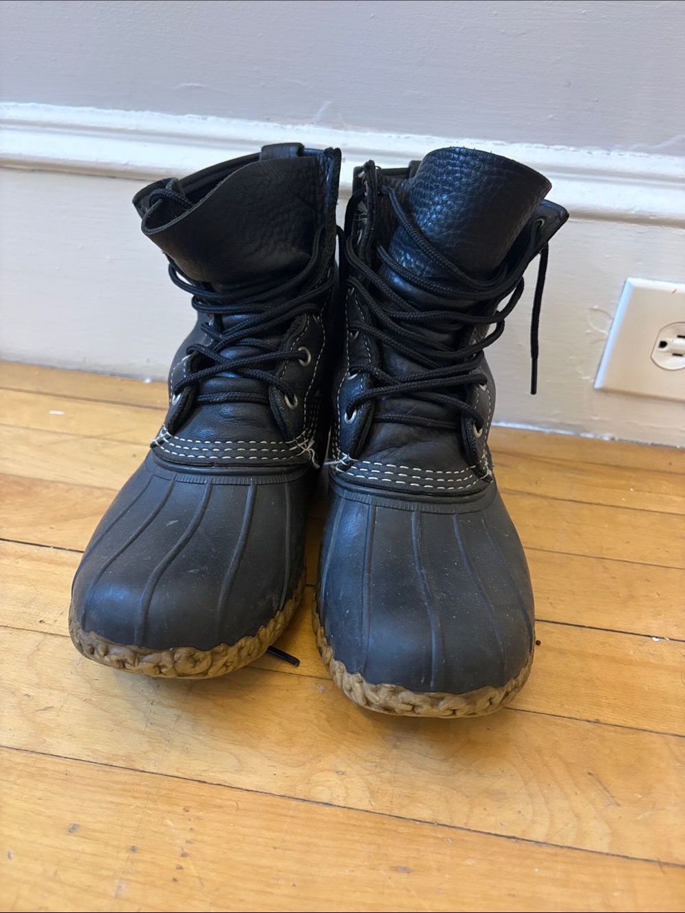 L.L. Bean Men's Black Lace-Up Rain & Snow Boots